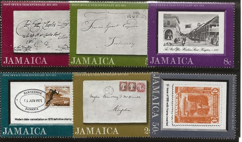 Jamaica Scott #334-39, Singles 1971 Complete Set FVF MNH Cover
