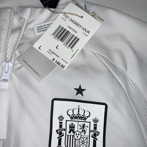 adidas Spain Anthem Game Day Jacket White IC4392 Men's Large World Cup $140 MSRP Cover