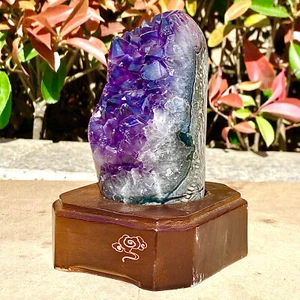 1.66LB Natural Uruguayan Amethyst Quartz Cave Geode Crystal Healing+base - Photo 1/15