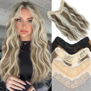 100% THICK Clip In AS Human Hair Extensions Highlight One Piece 3/4 Full Head US - Picture 1 of 69