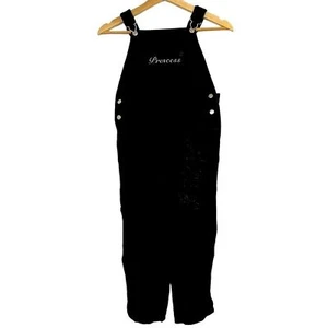 Disney Kids black velvet Princess embroidered overalls girl's 7/8 - Picture 1 of 7