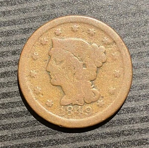 Centavo grande cabello trenzado 1849 - circulado - Imagen 1 de 4