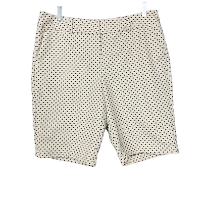 Pantalones Cortos Ann Taylor Mujer 8 Crema Negro Lunares Curvilíneos 11" Entrepierna Preppy Nuevos con Etiquetas Foto 1 de 4