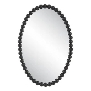 Uttermost Serna Oval Transitional MDF and Metal Mirror in Black - Picture 1 of 6