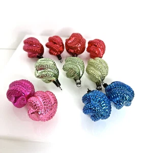 Vintage Glas Weihnachtsschmuck Lot 9 Einzug gerippt polnischer Stil 2" - Bild 1 von 10