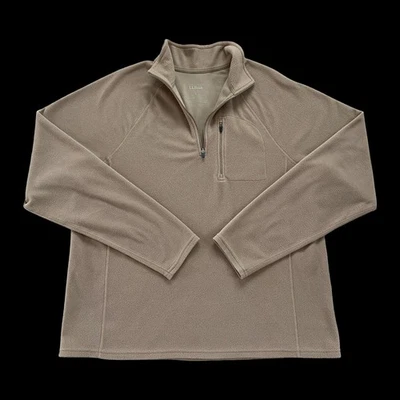 Vintage y2k LL Bean Men’s Quarter Zip Fleece Pullover – Size Large – Tan/Brown - Image 1 of 4