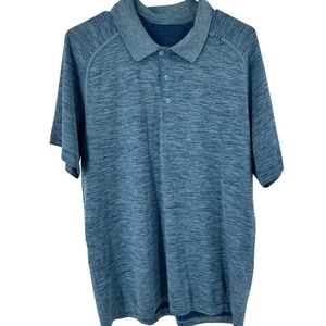 Lululemon Metal Vent Tech Polo Shirt Men's Blue Heathered Short Sleeve Sz M - Picture 1 of 7