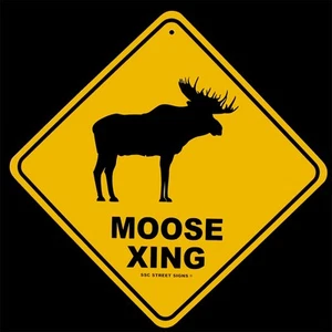 Warning Moose Crossing XING Tin Street/Road Sign Rustic Home Bar/Pub Wall Decor - Picture 1 of 1