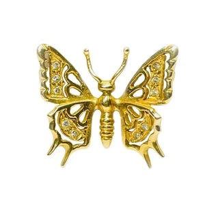 Zarter 14K Gelbgold Schmuck Schmetterling Anhänger - Bild 1 von 4