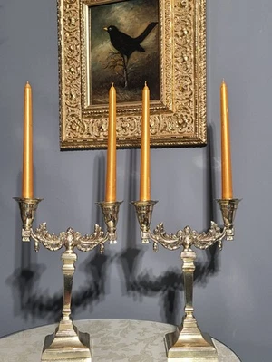 A Pair of Brass Decorative Candlesticks  Candelabra  Christmas Center Piece - Image 1 of 4