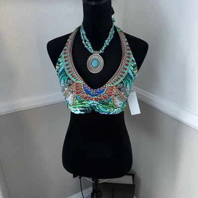 NWT Venus Swimwear Heavenly Halter  Bikini Top Rainforest Tropical Medium 8/10 - Image 1 of 4