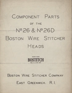Cosechadora de alambre Boston No. 26 y Nº Cabezales 26D * Lista de piezas de componentes * 6 páginas - Imagen 1 de 2