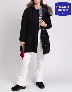 RRP €440 TOY G Black Parka Jacket Size XL Padded Adjustable Waist Hooded Zipped - Picture 1 of 12