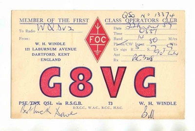 QSL Card G8VG Dartford Kent England 1957 - Image 1 of 2