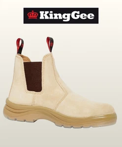 KingGee FLINDERS Suede Steel Cap Work Boots Sand Pull On K25180 - Bild 1 von 2