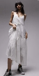 Women’s New Top Shop Boho Ivory Crochet lace Dress In Ivory Cool Cotton Mix. - Picture 1 of 12