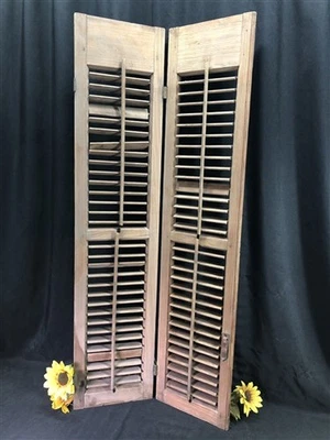 Persiana de ventana de madera, persiana victoriana, salvamento arquitectónico B48, Foto 1 de 4