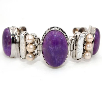 Pulsera Tenis Amatista Natural 925 Genuina Plata Esterlina Joyería SQ3-7 Foto 1 de 3
