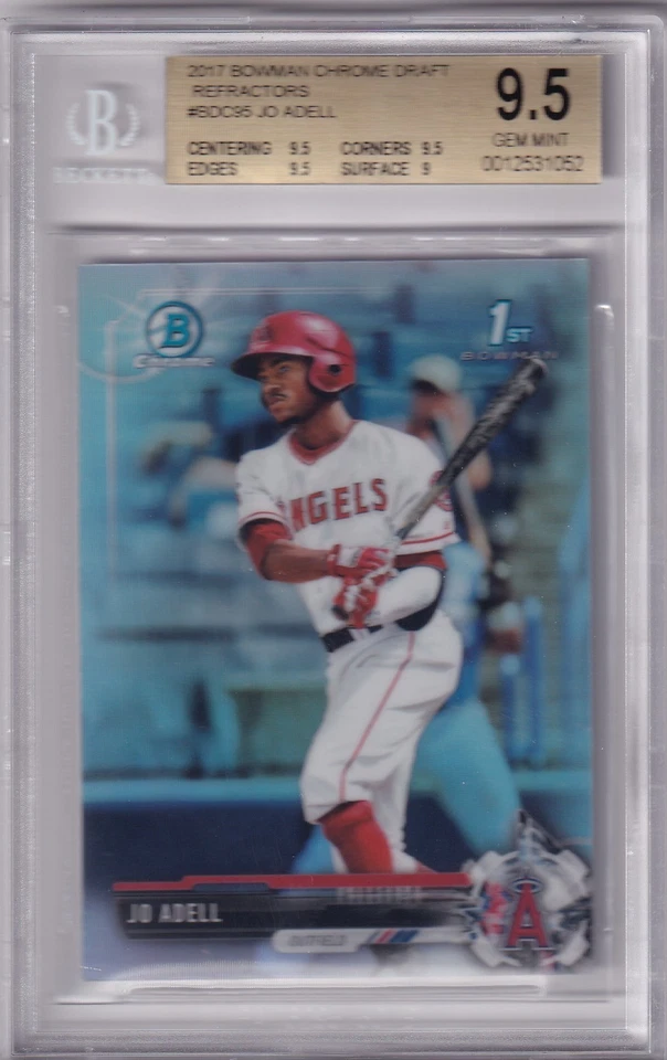 BGS 9.5 GEM 2017 BOWMAN CHROME REFRACTORS 1ST RC JO ADELL ANGELS FIRST GR197 - Image 1 of 2