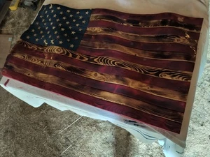 Rustic Wooden American Flag, Handmade Made In America - Picture 1 of 6