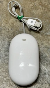 Genuine Apple White A1152 USB EMC 2058 Wired Optical Mighty Mouse Tested! - Picture 1 of 7