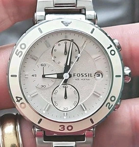 Genuine Fossil Silver Toned Ladies Chronograph Watch CH-2580 - Picture 1 of 5