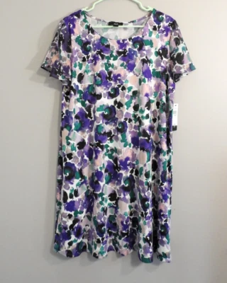 Vestido para mujer AGB talla grande aleteo manga corta vestido hasta la rodilla Foto 1 de 4