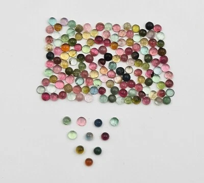 Natural Multi Tourmaline Round Cabochon Loose Gemstone Lot 100 Pcs 2.25 MM - Image 1 of 4