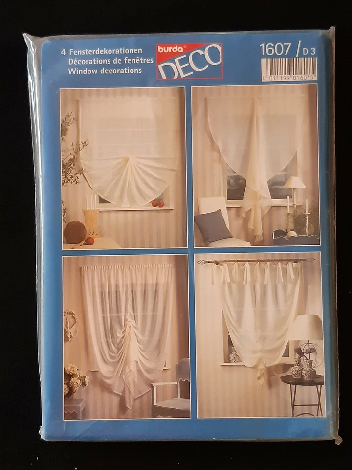 BURDA PATTERN - 1607 HOME DECOR WINDOW DECORATIONS CURTAINS SHADES BLIND UNCUT  - Image 1 of 2