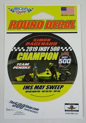 2019 Indianapolis 500 Champion 3" Round Decal Simon Pagenaud Menards Team Penske - Image 1 of 4