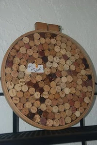 Wine Cork Quilting Hoop Bulletin Board Repurposed - Picture 1 of 7
