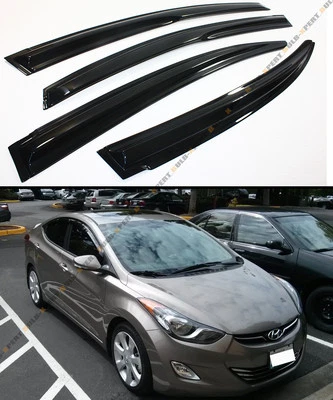 3D WAVY SHAPE WAVY STYLE SMOKE WINDOW VISOR FOR 2011-2016 HYUNDAI ELANTRA SEDAN - Image 1 of 4