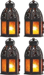 Decorative Moroccan Candle Lantern,9’’ Metal Hanging&Tabletop Lantern Candle Hol - Picture 1 of 12