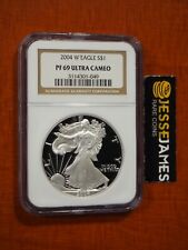 2004 W PROOF SILVER EAGLE NGC PF69 ULTRA CAMEO CLASSIC BROWN LABEL