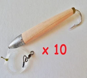 10 piezas Señuelos de pesca de agua salada de arrastre de atún natural con tapones de cedro aparejados de 6" - Imagen 1 de 4