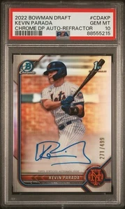 Kevin Parada 2022 Bowman Draft Chrome 1st Refractor Auto /499 PSA Gem Mint 10! - Picture 1 of 5