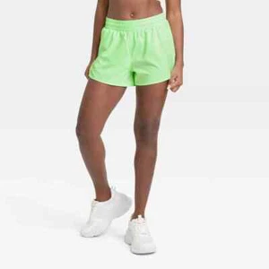 All In Motion Women's Mid-Rise Lined Running Shorts 3" Inseam Light Green MEDIUM - Picture 1 of 2