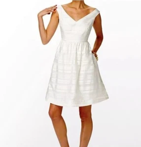 Lilly Pulitzer weiß A-Linie Seide Kiera Kleid Damen Größe 8 gefüttert knielang - Bild 1 von 14