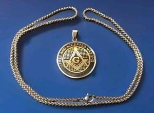 Sehr schönes Freimaurer-Amulett aus Edelstahl,  Kette 60 cm lang, Karabinerhaken - Bild 1 von 2