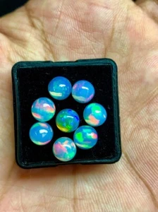 8 Pieces Lot Round Natural Opal Cabochon Loose Gemstone Welo Fire Opal Size 6MM - Picture 1 of 3