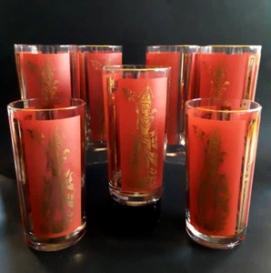 MCM Culver Thai Goddess Highball Glasses Set of 7 - Picture 1 of 5