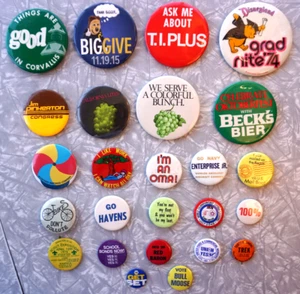 Pinback Button Lot Pins Hippie Humor 25 Vintage Buttons - Picture 1 of 7