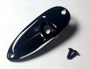 Quality Boat Jack Plate Black NICKEL for USA style Strat Guitar Switchcraft Jack - Picture 1 of 2