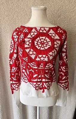 Desigual by Christian Lacroix Women's Size S Red/white Sweater Pullover - Image 1 of 4