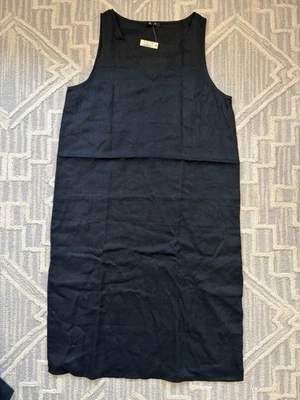Madewell Black Linen Blend Sleeveless V-Neck Midi Tank Dress Women's Size XL - Image 1 of 4