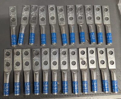 Izzy Lugs i62-14 Copper Compression Lug, #6 stranded 2 hole 1/4" hole Lot of 23 - Image 1 of 3