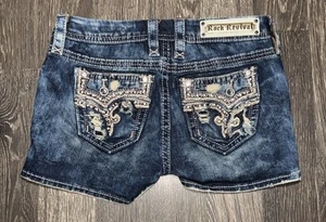 Rock Revival Betty Mid Rise Distressed w/Embellished pockets Size: 27 - Picture 1 of 12