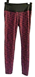 H&M Sports Leggings Size Small Black/Pink Striped Stretch Activewear Gym/Running - Picture 1 of 6