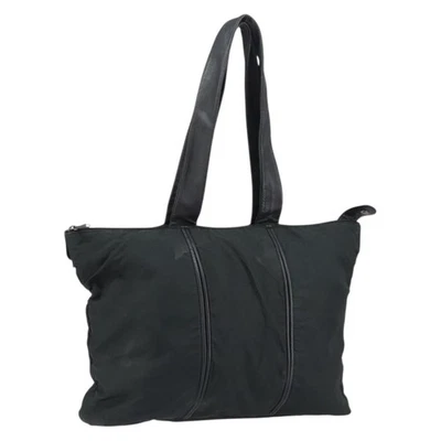 Auténtico bolso de mano LOEWE de nailon de cuero negro plateado bs31205 Foto 1 de 4