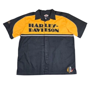 HARLEY DAVIDSON Vintage Men's Embroidered Garage Button Up Motorcycle Shirt XL - Picture 1 of 9